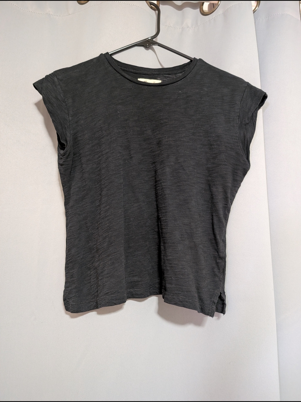 Madewell Dark Charcoal Cap-Sleeve Tee